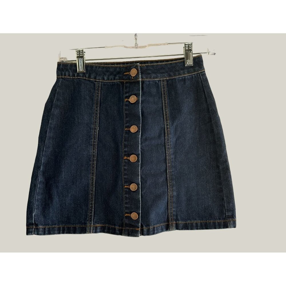 Forever 21 Women's Denim Button-Front Mini Skirt Size S Sku 3189